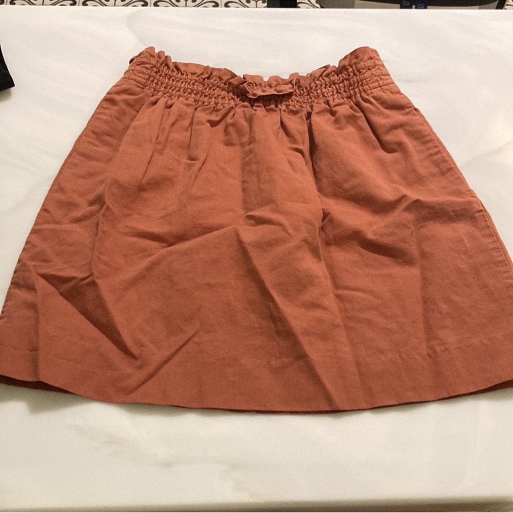 Rust Orange Smocked Waist  mini skirt  sz 8 J crew - Picture 8 of 10